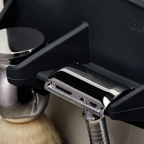 TOOLETRIES The Maverick Silicone Razor & Brush Holder Holder - The Best Safety Razor Stand. This Will Prolong The Life of Your Shaving Brush - Charcoal