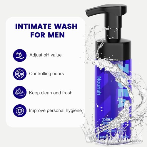 Men's Intimate Wash - 5.29 Fl. Oz - pH-balanced Foaming Wash with Sophora, Amur Cork Tree Bark, Purslane & Gentian Root, Soothing, Refreshing, Maintains Hygiene, Inhibits Odor, Reduce Itching