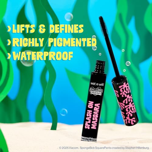 wet n wild SpongeBob Splash On Waterproof Mascara, Bold Black Mascara for Volume, Definition & Long-Lasting Wear, Cruelty Free - Dive Deep