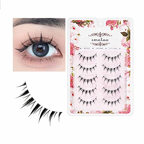 Japanese Style False Eyelashes Makeup Manga Lashes Cosplay Anime Eyelash Lashes Doll Eye Natural 5 Pairs Asian False Eyelashes Pack Look Like Individual£¨M9£©