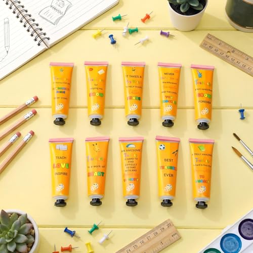 Leelosp 80 Pcs Teacher Appreciation Gift - Pencil Design Hand Cream Bulk Mini Travel Size Moisturizing Hand Lotion for Women Teacher Appreciation Week Graduation Party Favors, 10 Natural Fragrances