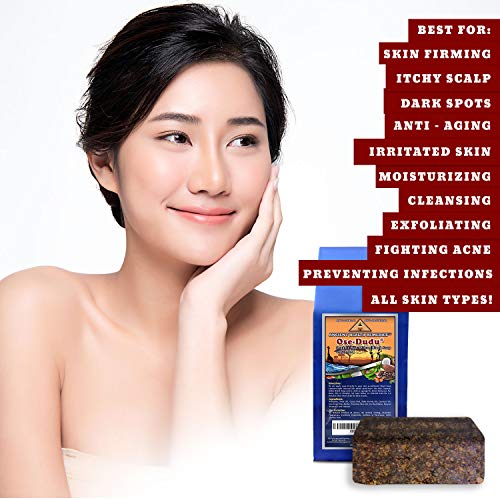 Organic, Anti-Bacterial, Anti-Fungal OSE-DUDU AFRICAN BLACK SOAP 1 LB (16 oz) BLOCK. Authentic, Handmade, Unscented Raw Best For Acne, Anti-Aging, Ethnic or White Oily Skin, Pimples and Zits (GHANA)