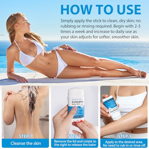 Exfoliating Body Stick with AHA 7% + BHA 0.5% ? Smooth & Soft Skin Formula ? Solid Non-Messy Texture ? With Shea Butter for Nourishing Care ? For Arms, Legs, Inner Thighs, Underarms & Rough Areas