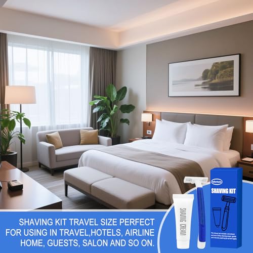 Shave Kit in Bulk Twin Blade Razors with Protective Cap,Disposable Razors in Bulk Shaving Cream for Hotel, Airbnb, Homeless, Shelter, Camping and Travel (30)