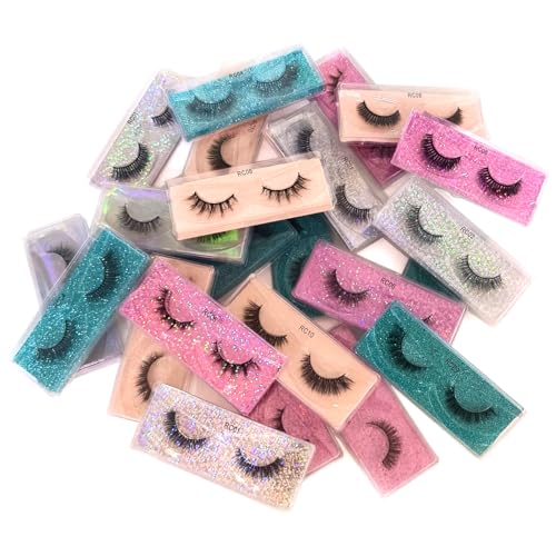20 Pairs False Eyelashes Natural, Wholesale 5D Fuffy Volume Lashes, Faux Mink Eyelash Bulk with Portable Boxes