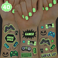 xo, Fetti Video Game Party Supplies Temporary Tattoos - 40 Glow in the Dark Styles | Videogame Birthday Favors, Decorations, Controller, Computer Keyboard, Gamer, Arcade