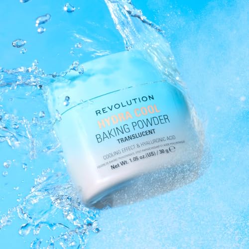 Revolution Beauty London, Hydra Cool Cooling Loose Baking Powder, Makeup Setting Powder for Hydrating Skin, Enriched with Hyaluronic Acid, Vegan & Cruelty-Free, 1.05 oz