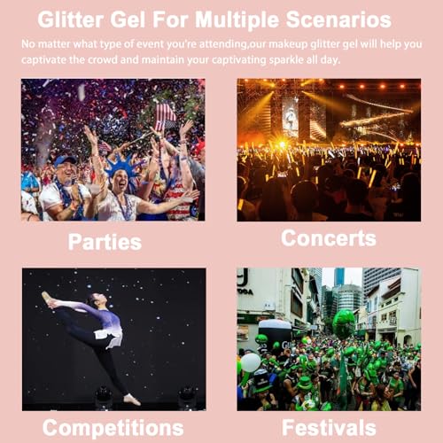 Boko 50ML Body Glitter Gel, Mermaid Chunky Glitter Gel for Face Hair Body Sparkle Makeup, Cosmetic Face Glitter Sequins for Festival Concert Party Rave Accessories - Chameleon Purple