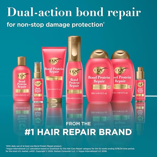 OGX Repair & Protect Bond Protein Repair Conditioner, Lightweight Conditioner Targets Damaged Areas of Hair, Formulated without Parabens, Sulfate-Free Surfactants, 13 fl. oz, (Pack of 2)