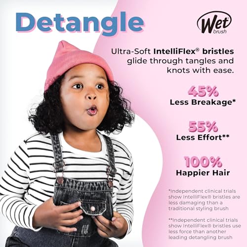 Wet Brush Kids Detangler Hair Brushes - Rainbows - Midi Detangling Brush With Ultra-Soft IntelliFlex Bristles Glide Through Tangles With Ease - Pain-Free Comb For All Hair Types