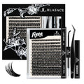 Eyelash Extension Kit ¡¼Feyra¡½DIY 228-Piece Eyelash Clusters Extension Set, Includes Eyelash Glue and Sealing Adhesive, with Eyelash Tweezers, Suitable for Self-Use (80D, 8-16mm Set)