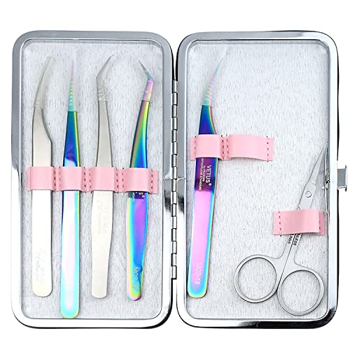 Small Tweezers Case for Eyelash Extensions, PU Leather Empty Tweezers Storage Bag, Portable Travel Case for Eyelash Grafting Extension Makeup Tools Scissors Lash Brush (Red), TC-RED