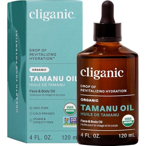 Cliganic Organic Tamanu Oil 4oz, 100% Pure - For Face, Hair & Skin | Natural Cold Pressed, Hexane-Free