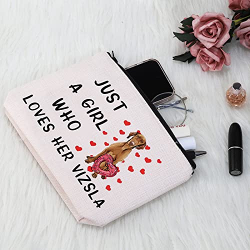 G2TUP Vizsla Dog Lover Gift - Makeup Bag for Vizsla Mom & Owner - White Zipper Travel Bag