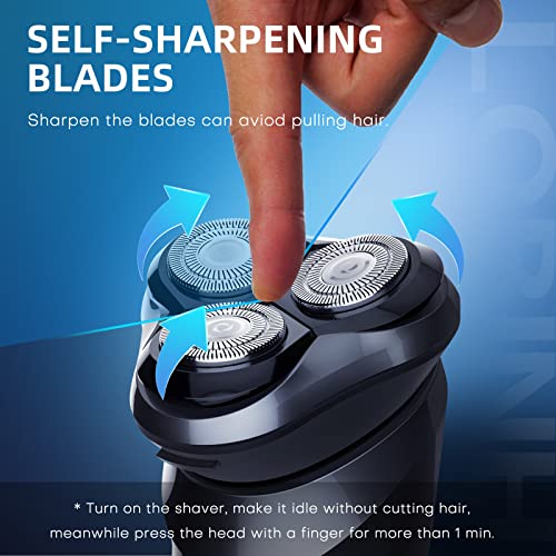 Electric Razor for Men, 3D Rechargeable Waterproof IPX7 Electric Shaver for Men Wet & Dry, Cordless Rotary Razor with Beard Pop-up Trimmer, 1 Hour Fast Charging, 4D Floating Head