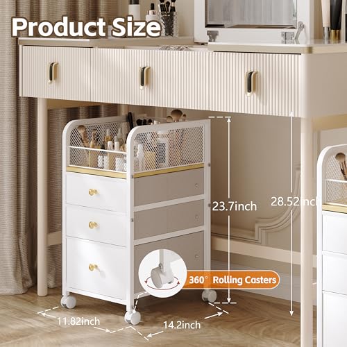 Makeup Organizer Storage Cart with Drawers, Makeup Organizer on Wheels, Rolling Makeup Bathroom Storage Cart, Cosmetic Vanity Display Cases Holder for Nail Polish Brush Hair Tool