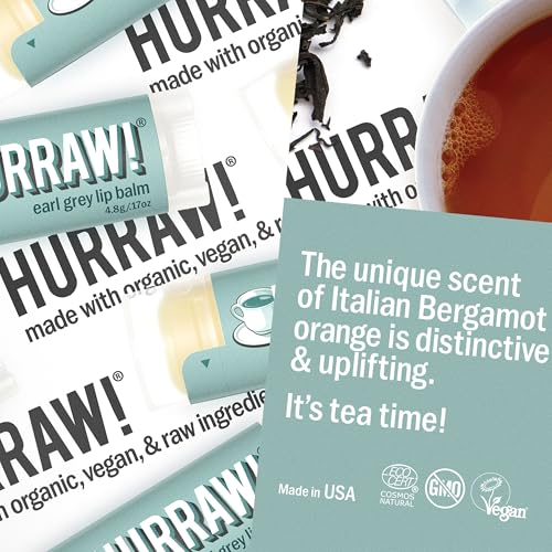 Hurraw! Earl Grey Lip Balm, 3 Pack: Organic, Certified Vegan, Cruelty and Gluten Free. Non-GMO, 100% Natural Ingredients. Bee, Shea, Soy and Palm Free. Made in USA