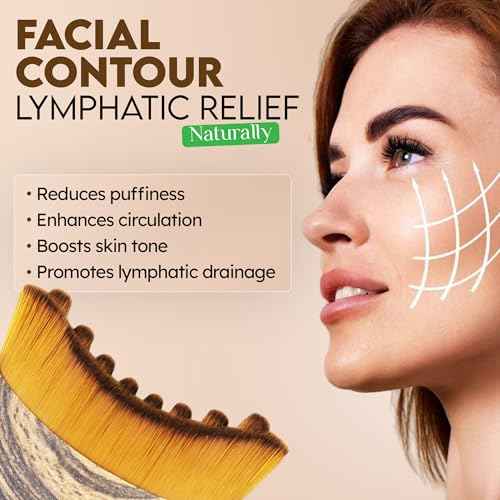 Lymphatic Contour Face Brush-Facial Dry Brush-Lymphatic Drainage Massager,Soft Dry Brushing Beauty Tool for Jawline, Chin & Facial Sculpting Designed to Fit Precisely and Relieve Fatigue