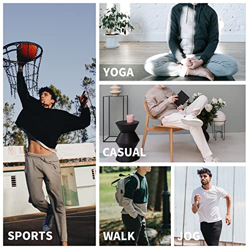 AMY COULEE Mens Cotton Yoga Pants Running Workout Lightweight Sweatpants Open Bottom Lounge Pants with Pockets