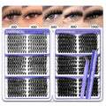 DIY Lash Clusters Kit Pre Mapped 30-100D Volume Eyelash Extension Kit 8-16mm Thick Individual Lashes 530 pcs with Lash Bond and Seal, Lash Tweezers, Super Thin Band Eyelashes