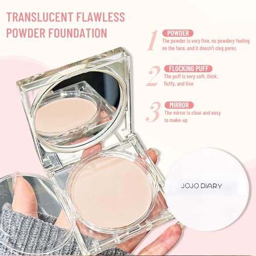 Mineral Pressed Powder, 3-in-1 Compact Formula, 12g, Translucent Finish for Oily Skin, Travel-Friendly, Full Coverage & Matte Control (Nature, jojo)