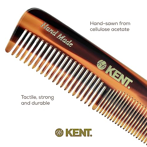 Kent OT Pocket Comb Set - 4.4" Fine Tooth and Wide Tooth Handmade Hair Combs for Men, Women, and Kids - Travel, Beard, and Mustache Grooming Combs, Saw Cut and Hand Polished
