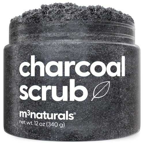 Exfoliating Charcoal Scrub with Collagen & Stem Cells ? Salt Scrub for Body Toning, Cellulite, Armpit Detox, and Skin Smoothing for Face, Feet, and Body by M3