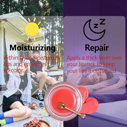 Bee Lip Balm Honey Pot, 4pcs Propolis Lip Mask Overnight Moisturizing Fruity Lip Balm with Stick, Hydrating Prevention Dry and Cracked Lip Scrubs Exfoliator Lip Care