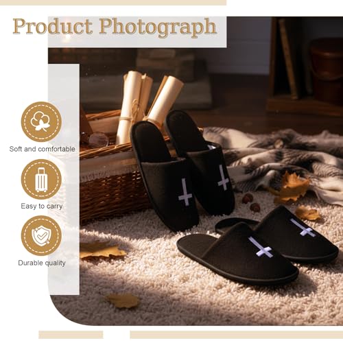 House Slipper for Guest Weddings & Baptisms Party Christian Non Slip Disposable Slippers with Cross Pattern for Travel, Bridesmaid Indoor Spa Bridal