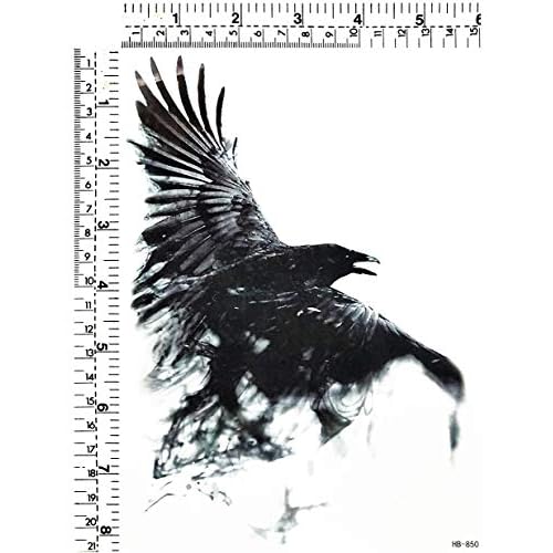 GS912 Tattoo 8.2''X5.7'' Raven crow black bird Temporary Tattoo Large Body Art Waterproof beauty fashion men women child kid Cute stickers cartoon