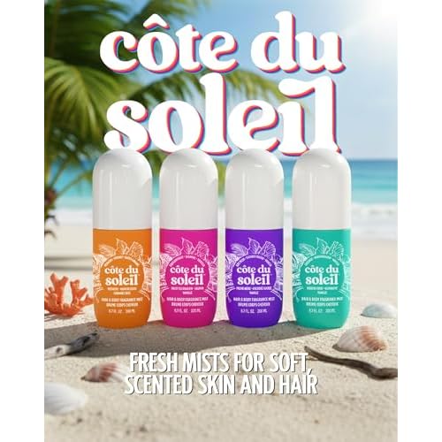 PB ParfumsBelcam C?te du Soleil Pistachio Coconut Caramel Hair & Body Fragrance Mist ? Warm Beachy Gourmand Spray with Jasmine ? All Day Hair Perfume & Refreshing Body Spray, 6.7 fl.oz