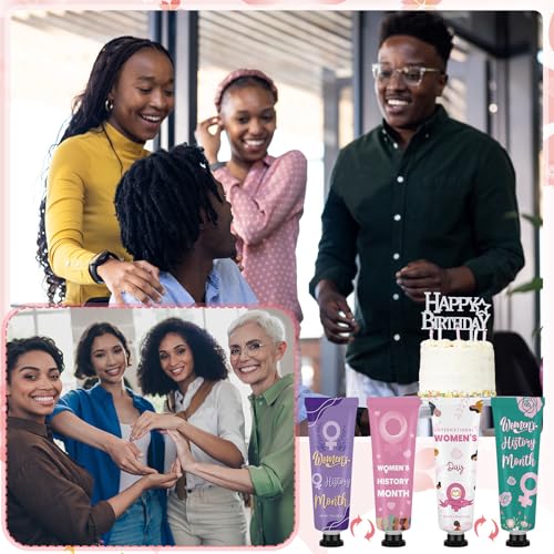Loopeer 48 Pcs Women's History Month Hand Cream Gifts Bulk Double Sided International Women's Day Empowerment Hand Lotion Set Feminism Equality Empowerment Gifts for Female Ladies