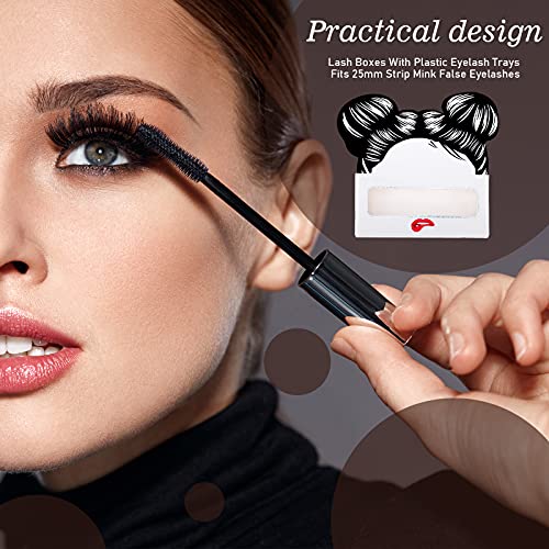 Maitys 24 Pieces Eyelash Boxes Eyelash Cases Empty Lash Packaging Bulk Eyelash Storage Box False Eyelash Case Holder with Plastic Eyelash Trays Fits 25mm for False Eyelashes Women
