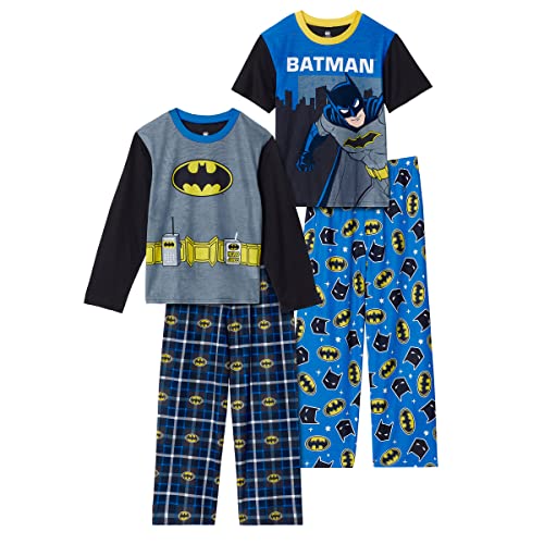 BATMAN Boys Pajamas for Kids | 4 Piece Sleepwear Sets for Boys Pajama Bottoms and Sleep Shirts for Big Boy and Toddlers