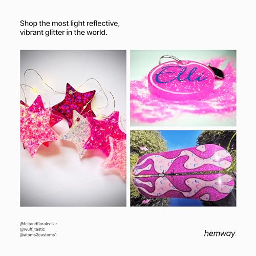 Hemway Ultra Sparkle Glitter Pink Holographic 100g Multi Size | Glitter for Arts & Crafts, Card Making, Crafting, Sparkle Decoration