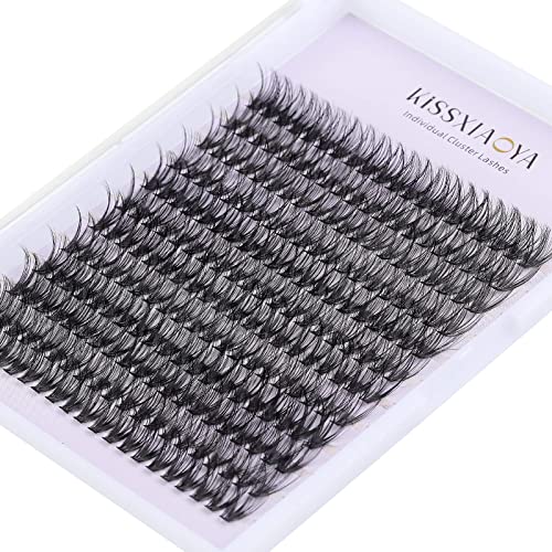KISSXIAOYA Cluster Eyelashes Extensions, 240pcs 40D 0.07D Curl Soft Individual Lashes Natural False Eyelashes Cluster DIY Eyelash Extension (240pcs, 15mm)