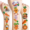 117 PCS Funny Vegetable Carrot Temporary Tattoos Sticker Fruit Carrot Bunny Birthday Party Decor Decorations Supplies Favors Gifts Boys Girls Baby Shower Cute Fake Tattoo School Reward Themed