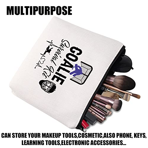 JYTAPP Goalie Survival Kit Cosmetic Bag Hockey Goalie Goaltender Gift Ice Hockey Gifts for Hockey Players Travel Pouch Makeup Case Gifts for Hockey