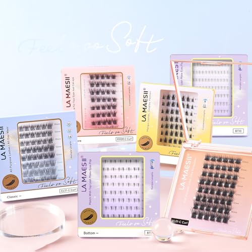 Lash Clusters, 48Pcs Wispy & Natural Eyelash Clusters, C Curl Eyelash Extensions with Super Soft Cluster Lashes Reusable 10-14mm Individual Lashes(CL17-C)