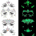 Face Gems Stickers, Glow In The Dark Face Jewels Glitter Stickers Temporary Tattoos Eyes Body Paint Gems For Black Light Neon Uv Music Festival Rave Accessories Concert Graduation Party Makeup