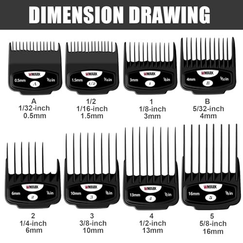 Magnetic Clipper Guards Cutting Guides Compatible with Wahl Clippers,8 Cutting Lengths 1/32"£¨0.5mm) to 5/8"(16mm),Fits Most Cordless/Cord Clippers (8packs)