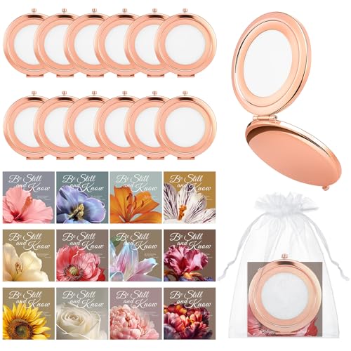 36pcs/12sets Christmas Christian Mirror Gifts for Women Bulk Bible Verse Cards with Makeup Compact Pocket Mirror Religious Christmas Church Party Favors for Xmas Stocking Stuffers Women
