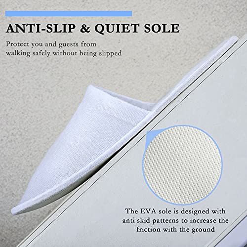 SATINIOR 30 Pairs Disposable Slippers, White, Medium, Unisex-Adults, Closed Toe, Non-Slip, Spa, Hotel, Travel, Home, Sanitary, Breathable, Fleece Cloth, EVA