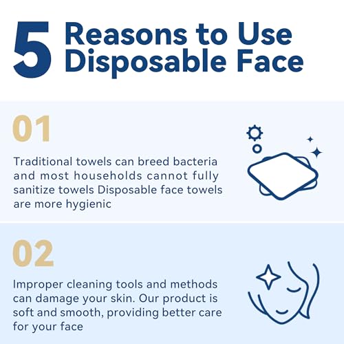 Disposable Face Towelettes, Makeup Remover Dry Wipes, Ultra Soft, 100% Biobased 100 PCS