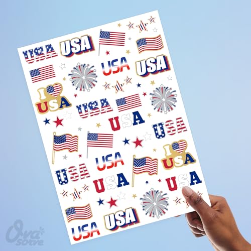 Fourth of July Tattoos for Kids, 66 Giltter Styles USA Tattoos Red White and Blue Party Supplies, 4th of July Decorations, USA Flag, Memorial Day