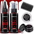 BOBISUKA 5PCS Halloween Fake Blood Kit ? Dripping Fresh Blood, Dark Spray Blood, Coagulated Gel, Cleansing Soap, Stipple Sponge ? Realistic Washable SFX Makeup for Zombie, Vampire Monster & Cosplay