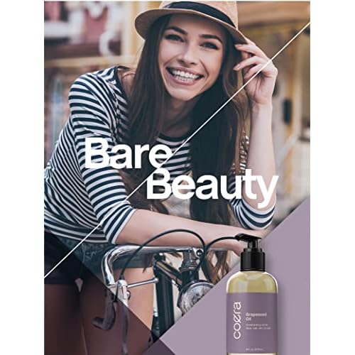 Coera Grapeseed Oil Cold Pressed | 8 fl oz | Moisturizer for Face, Hair, Skin, and Nails | Free of Parabens, SLS, & Fragrances