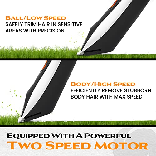 Orbs¢â V2 Electric Groin Hair Trimmer for Men w/Two Speeds, Premium Ball & Body Groomer Shaver for Men, Fully Waterproof Mens Trimmer w/Replaceable Ceramic Blade Heads, 90 Min Battery Life