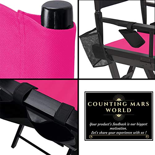 STAY GENT 5 in 1 Accessories Set for Makeup Artist Chair, (not Including Chair) Deep Pink Replacement Cover Canvas, 2 Portable Side Storage Bags and Hanging Mesh Bag