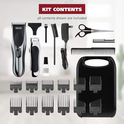 Wahl Clipper Cordless Chrome Pro Hair Clippers for Men and Battery Hair Trimmer Combo for Full Haircuts and Touch-Up Trims ? Model 3026590